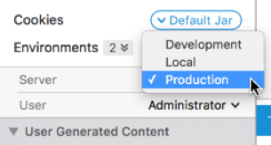 Paw’s Environment Switcher changes variables with just a couple of clicks.