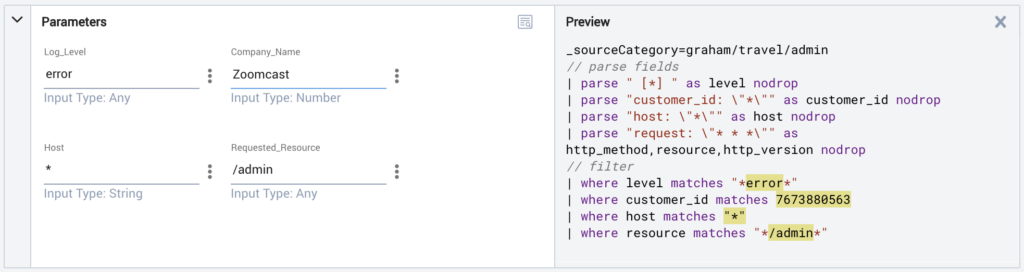 Sumo Logic Search Template